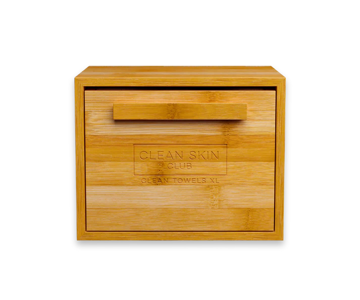 Clean Skin Club: Luxe Bamboo Box w/ Drawer & 50ct Clean Skin Club Disposable Towels Inside