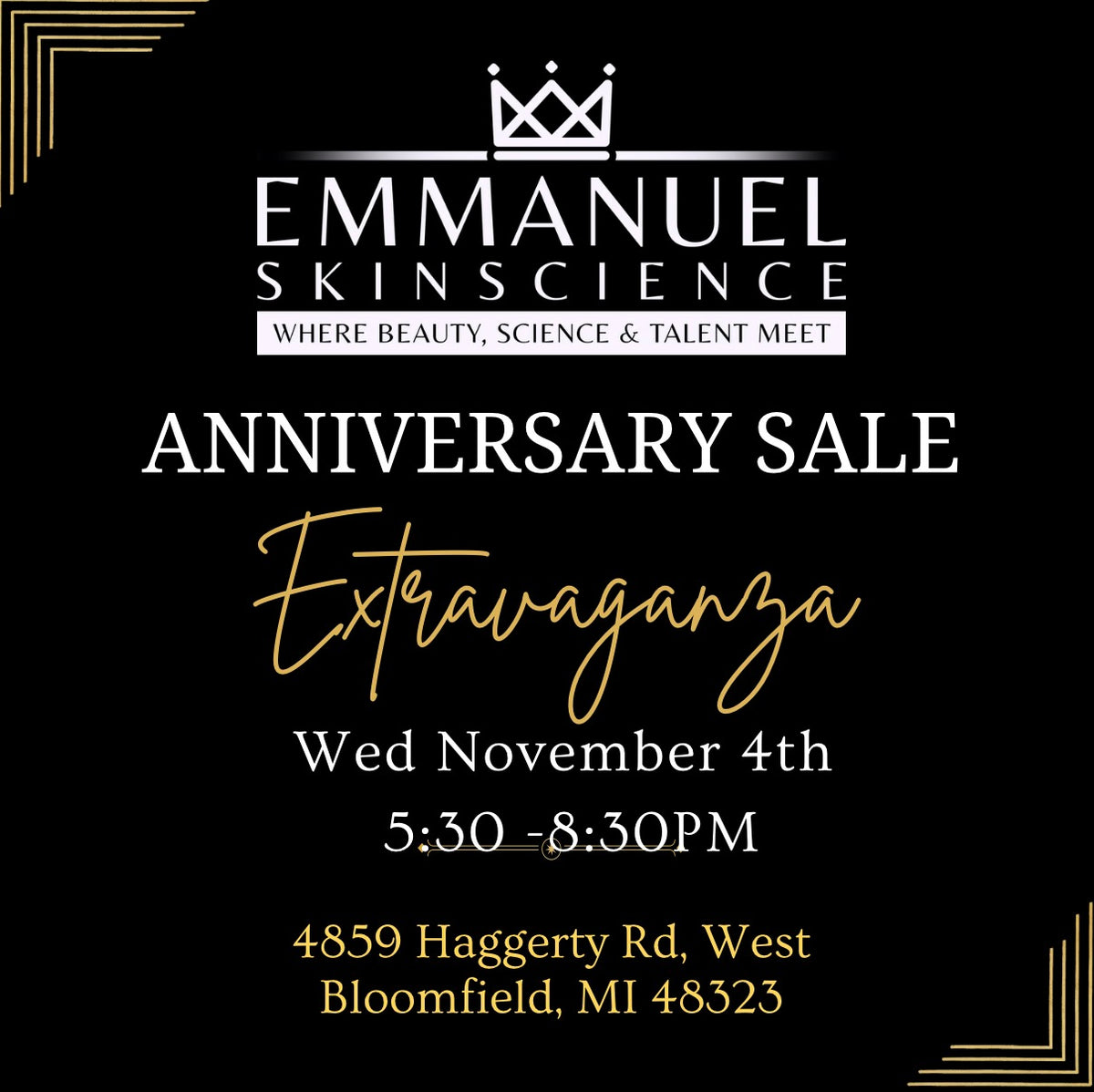 * ANNIVERSARY SALE EXTRAVAGANZA Wed Nov 4th @ 5:30PM